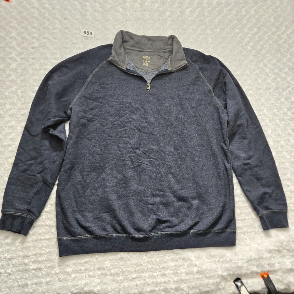 RedHead Quarter Zip Sweatshirt Pullover Mens XL Blue Mock Neck Long Sleeve